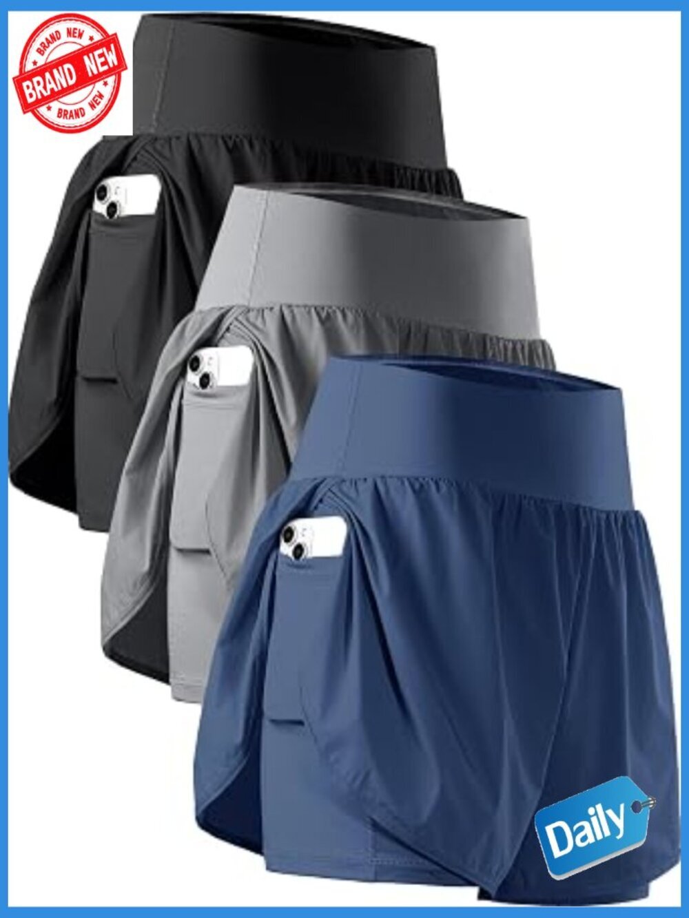 2 in 1 5" Athletic Shorts with Phone Pockets